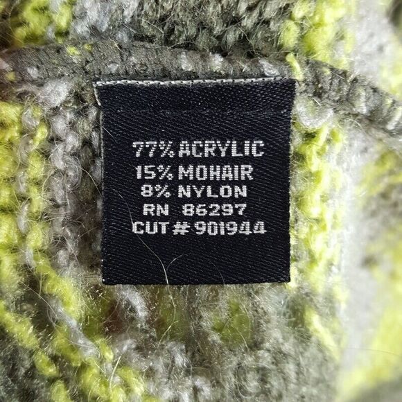 BCBG MAXAZRIA Womens Sweater Medium Green Cardigan Chevron Stripe Loose Knit - Picture 3 of 8